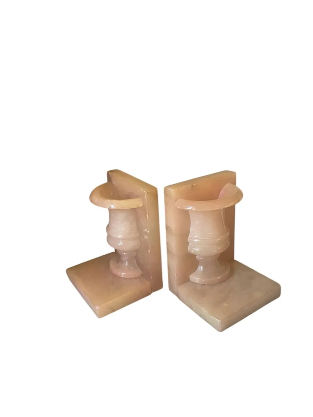 Paire de serre-livres vintage vase Médicis en onyx rose