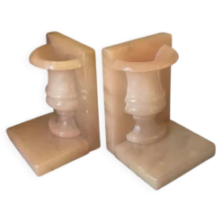 Paire de serre-livres vintage vase Médicis en onyx rose