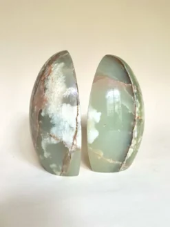 Paire de serres-livres "oeuf" en onyx vert