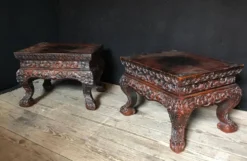 Paire de socles en bois sculpté, Chine