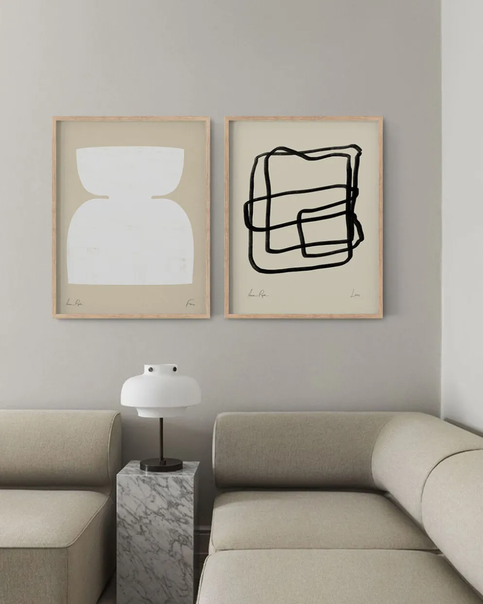 Paire d’estampes, ensemble d’art mural abstrait de deux, 50x70cm