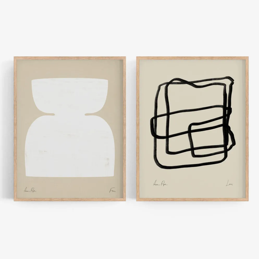 Paire d’estampes, ensemble d’art mural abstrait de deux, 50x70cm
