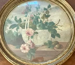 Paire de tableaux, natures mortes fruits et fleurs