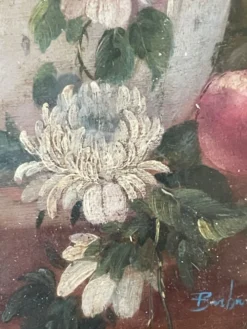 Paire de tableaux, natures mortes fruits et fleurs