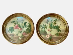 Paire de tableaux, natures mortes fruits et fleurs