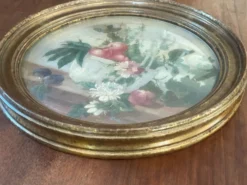 Paire de tableaux, natures mortes fruits et fleurs