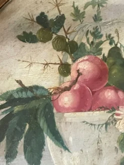 Paire de tableaux, natures mortes fruits et fleurs
