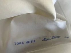 Paire de taies d'oreiller de trousseau 1960 en lin métis linge ancien neuf