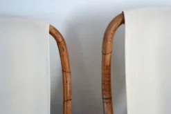Paire de transats pliants bambou et laiton, Italie, années 60