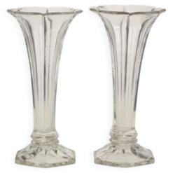Paire de vases 'Américain' Luxval en cristal clair de Val Saint Lambert, 23 cm