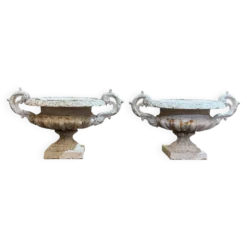 Paire de vases médicis en fonte XIXème