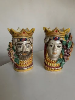 Paire de vases têtes di Moro Caltagirone design italien Sicile