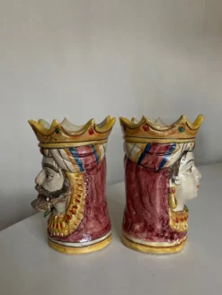 Paire de vases têtes di Moro Caltagirone design italien Sicile
