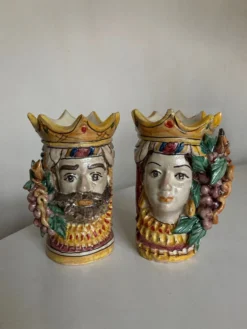 Paire de vases têtes di Moro Caltagirone design italien Sicile