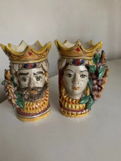 Paire de vases têtes di Moro Caltagirone design italien Sicile