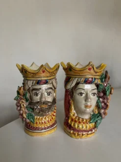 Paire de vases têtes di Moro Caltagirone design italien Sicile