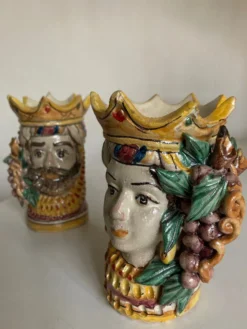 Paire de vases têtes di Moro Caltagirone design italien Sicile