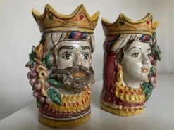 Paire de vases têtes di Moro Caltagirone design italien Sicile