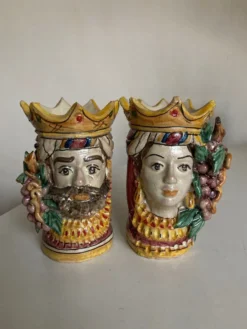 Paire de vases têtes di Moro Caltagirone design italien Sicile