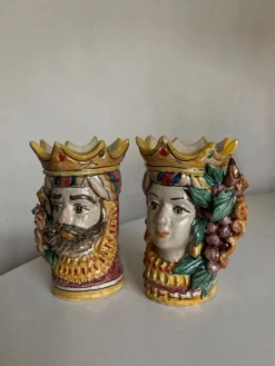 Paire de vases têtes di Moro Caltagirone design italien Sicile