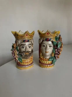 Paire de vases têtes di Moro Caltagirone design italien Sicile