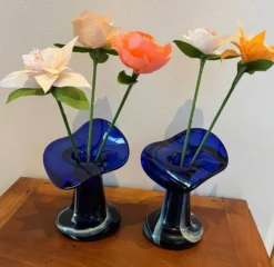 Paire de vases vintage en verre de Murano par Marta Marzotto