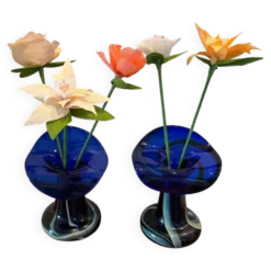 Paire de vases vintage en verre de Murano par Marta Marzotto