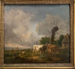 Paire d’huiles sur panneau scènes champêtres Balthazar Paul Ommeganck