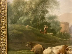 Paire d’huiles sur panneau scènes champêtres Balthazar Paul Ommeganck