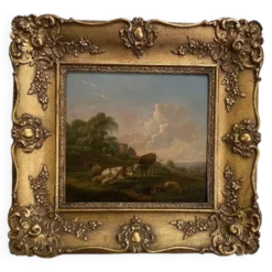 Paire d’huiles sur panneau scènes champêtres Balthazar Paul Ommeganck