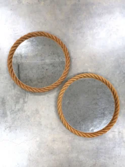 Paire miroirs en corde Audoux Minet années 50 / 60
