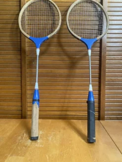 Paire Raquette Ancienne Badminton Bois Vintage