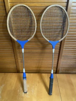 Paire Raquette Ancienne Badminton Bois Vintage