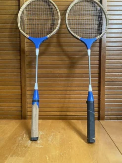 Paire Raquette Ancienne Badminton Bois Vintage