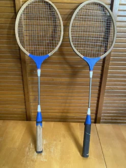 Paire Raquette Ancienne Badminton Bois Vintage