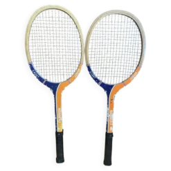Paire raquette tennis ancienne courrier cadet junior bois sport vintag