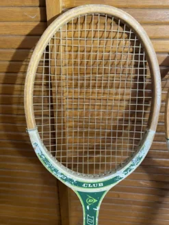 Paire raquette tennis ancienne dunlop club bois + housse sport vintage