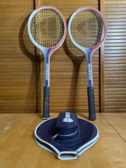 Paire Raquette Tennis Ancienne DONNAY GLM 680 Bois + Housse MARCO Vint