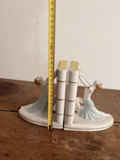 Paire Serre Livre Art Déco porcelaine Danseuse