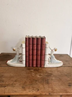 Paire Serre Livre Art Déco porcelaine Danseuse