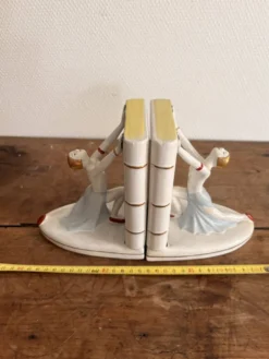 Paire Serre Livre Art Déco porcelaine Danseuse