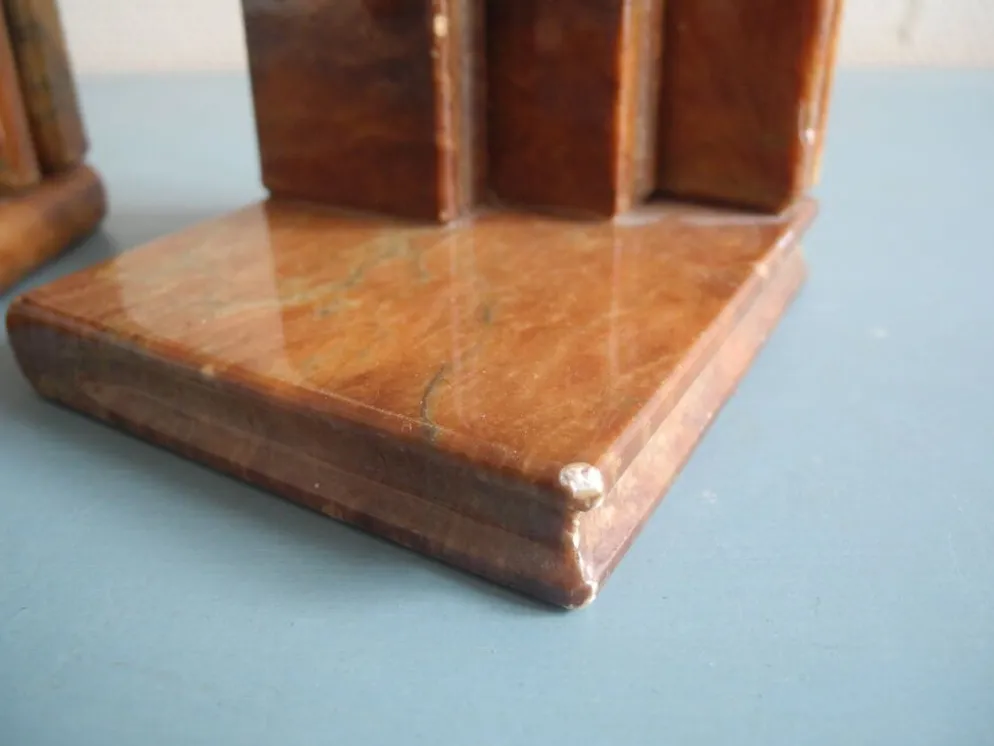 paire serre livres albâtre déco vintage alabaster bookends