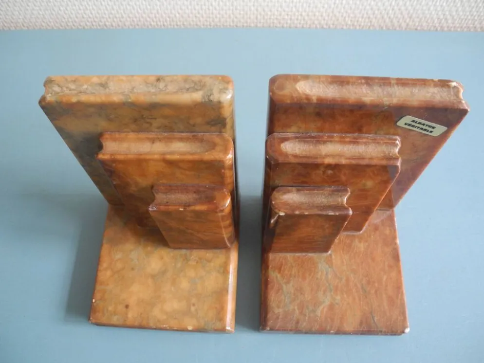 paire serre livres albâtre déco vintage alabaster bookends