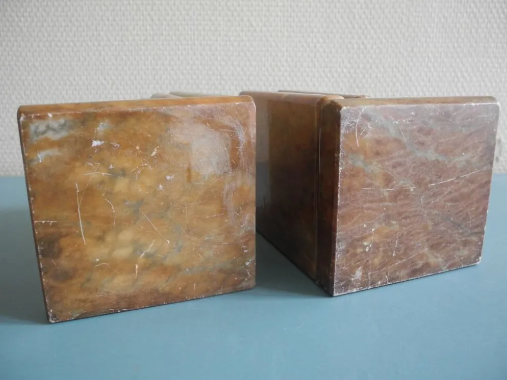 paire serre livres albâtre déco vintage alabaster bookends