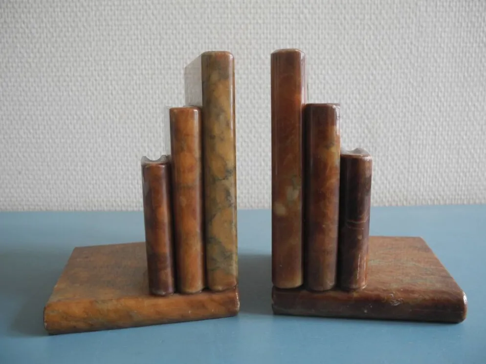 paire serre livres albâtre déco vintage alabaster bookends