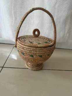 Panier Africain Tissé à la Main – Artisanat Fulani (Peul/Fulbe) du Cameroun