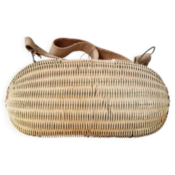 Panier ancien, besace en osier tressé - art populaire