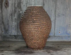 Panier ancien, bourgne paille et ronce, panier tressé, décoration intérieur