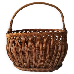 Panier ancien en osier tressé – Art populaire rustique