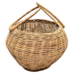 Panier boule en rotin tressé à anse